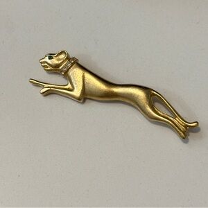 Jackie Collins Exotic Leaping Panther Brooch Emerald Eyes Diamanté Collar